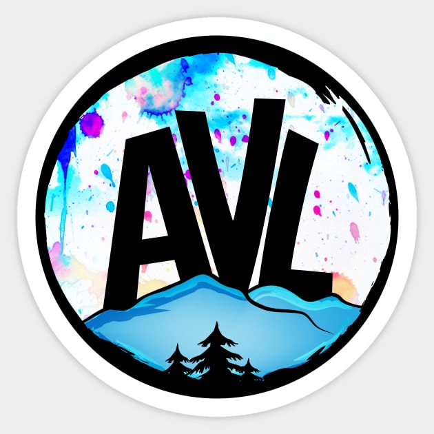 AVL - Asheville, NC - Watercolor 19 Sticker by AVL Merch